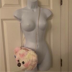 Pink and Yellow Plush Teddybear Crossbody Bag